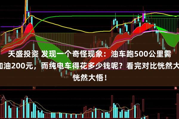 天盛投资 发现一个奇怪现象：油车跑500公里需要加油200元，而纯电车得花多少钱呢？看完对比恍然大悟！